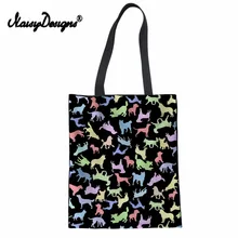 Женская дорожная сумка, органайзер, складные сумки для покупок, портативная складная сумка для магазина, большая многоразовая Льняная сумка с единорогом, черная, Прямая поставка