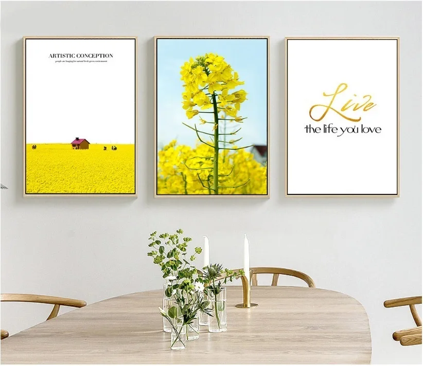 

Nordic Small Fresh Rape Combination Print Picture Wall Art Canvas Paintings Decoration for Living Room No Framed