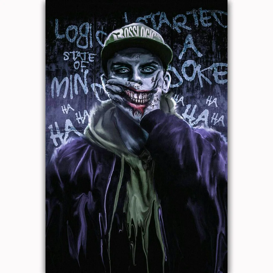 

MQ2310 Logic Rapper Batman Joker Hip Hop Cool Singer Star Print Hot New Art Poster Top Silk Light Canvas Home Decor Wall Picture