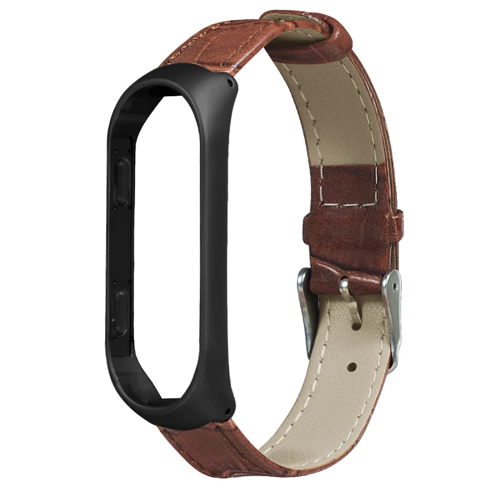 Yuedaer Безвинтовой Mi Band 3 ремешок для Mi Band 3 модные спортивные кожаные браслеты для пояса браслет металлическая пряжка умные аксессуары