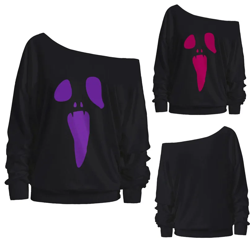 Autumn 2018 Gothic Punk Rock Clothing Harajuku Kawaii Printed T shirts Women Casual Blusas Long Tops Ghost Blusas 40OC260