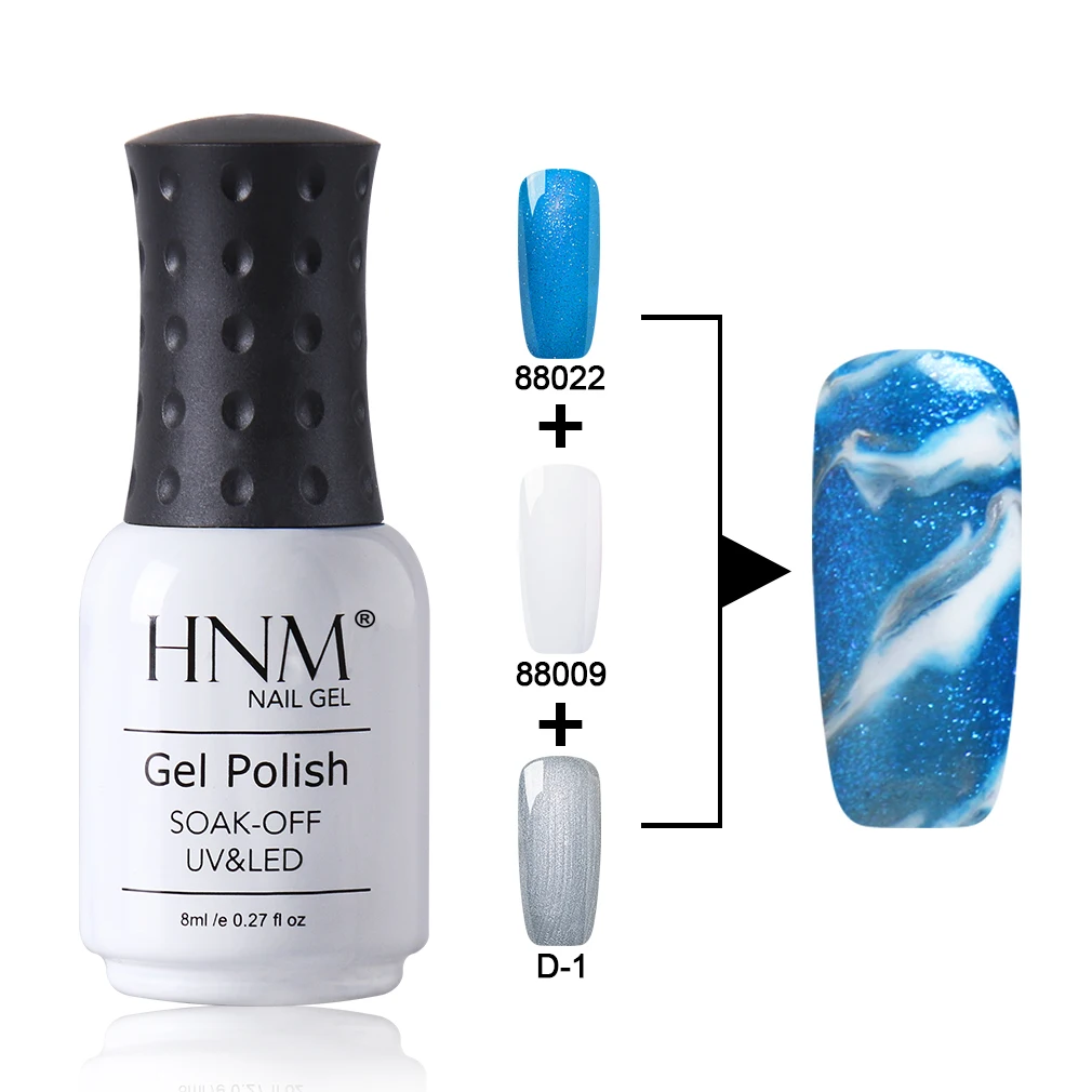 HNM 8 мл сменный Гель-лак для ногтей замачиваемый Полупостоянный УФ-светодиодный гель для ногтей разноцветные, для ногтей с мраморным эффектом - Цвет: 8822