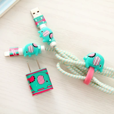 Хороший подарок милый мультфильм USB кабель наушники протектор набор с кабелем Стикеры для намотки Спиральный шнур протектор для iphone 5 6 6s 7 - Цвет: style16
