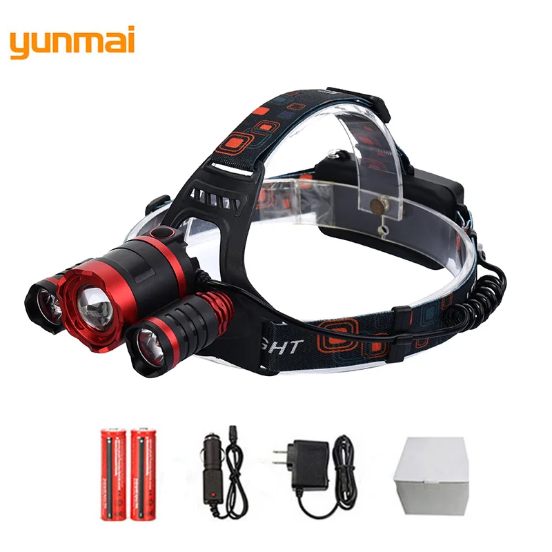 Night Working T6+2Q5 Head Flashlight Tactical Portable Strong Light