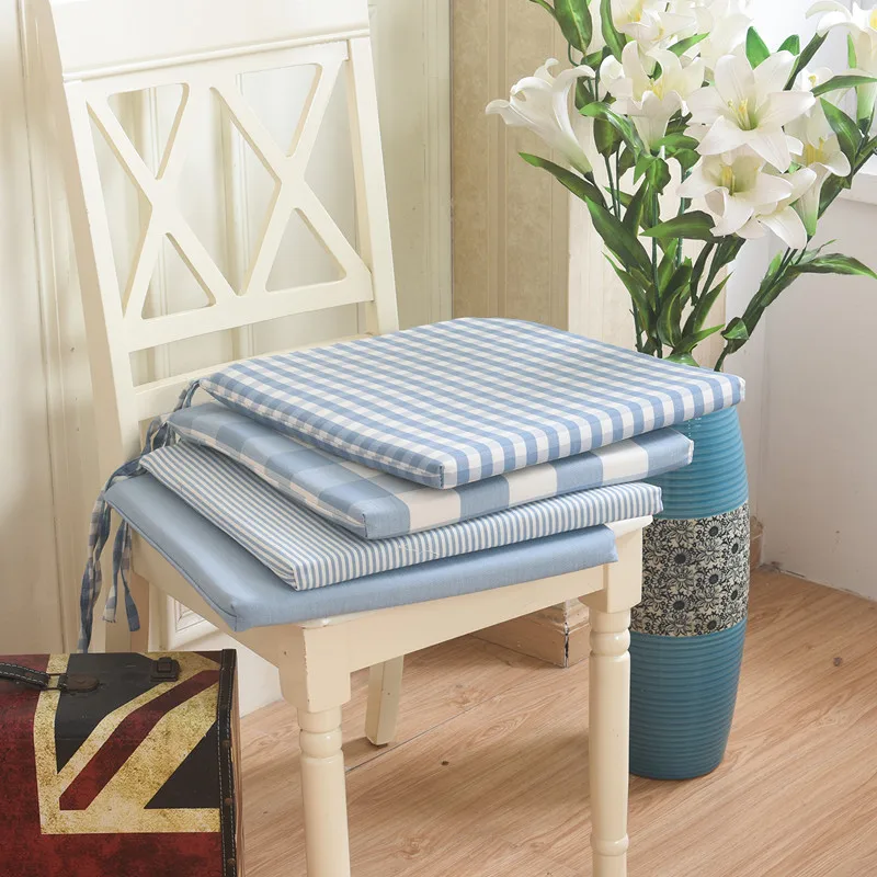40x40x3CM Simple blue plaid seat cushion Simple cushion chair cushion
