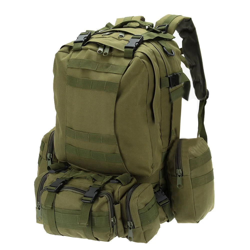 

55L Outdoor Army Bag Camping Hiking Trekking Backpack Camo 3P ArmyGreen