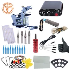 Полный набор татуировки комплект тату-машинки черного цвета блок питания, иглы сцепление наконечники из нержавеющей стали Перманентный макияж тату комплект