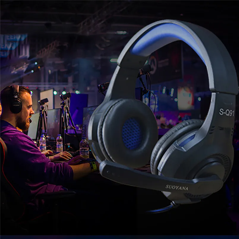 Surround Stereo Gaming Headset Headband Headphone 3.5mm with Mic for PC Fashionable Headphone Soft Cushion Head-Pad 40AP901
