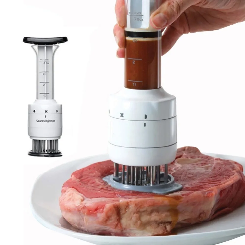 

Kitchen Tools 2 in 1 Meat Injector, Sauces Injector, Flavor Syringe with Ultra Sharp Blades-Meat Tenderizer Needle