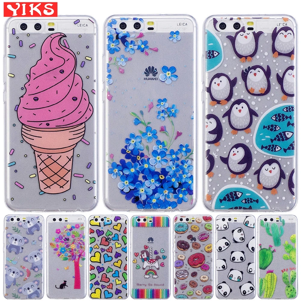

For Fundas Huawei P10 Case Soft Silicone Ice Cream Flower Penguin Cover for Huawei P10 Quality TPU Protective Phone Shells Capa