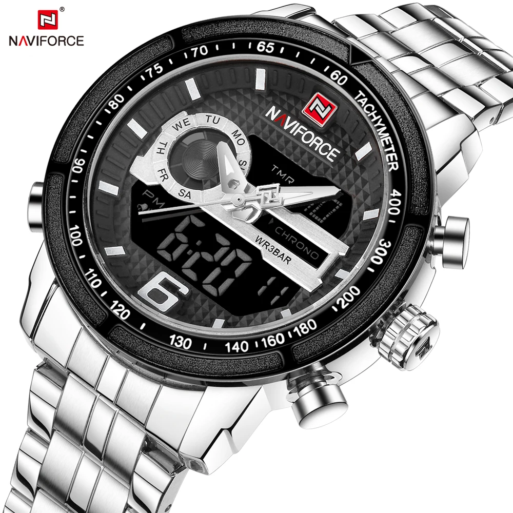

NAVIFORCE Men Watch Brand Luxury Sport Army Military Watches Quartz Wristwatch Man Full Steel Analog LED Clock Relogio Masculino