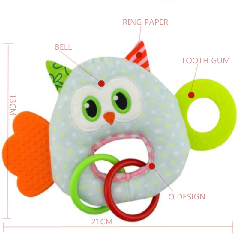 Toddler Soft Plush Hand Bell Toys Infant Cartoon Rattle Ring Educational Toys Baby Boy Interactive Toys Newborn Mobile Toys