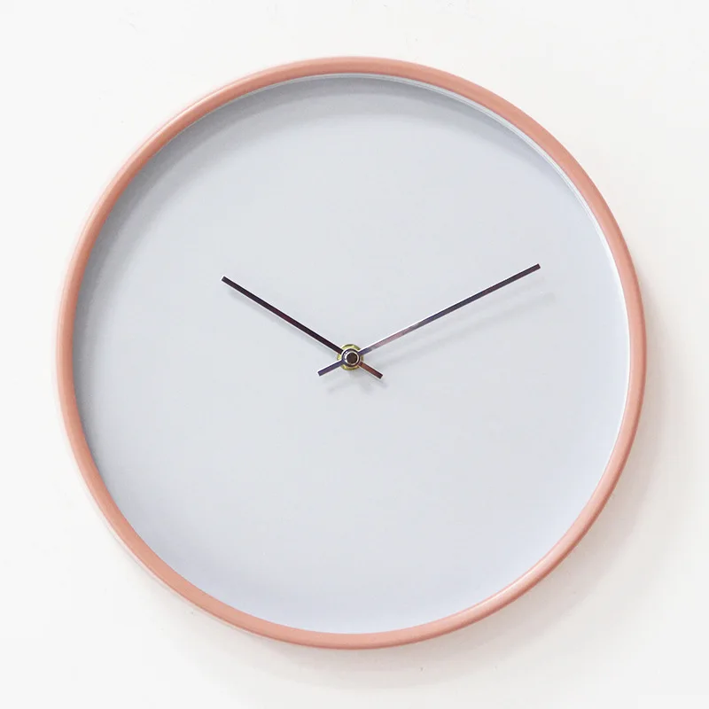 

Creative Minimalist Clock Metal Pink Round Wall Clock Modern Design Bedroom Kitchen Office Silent Decorative Quartz Clock