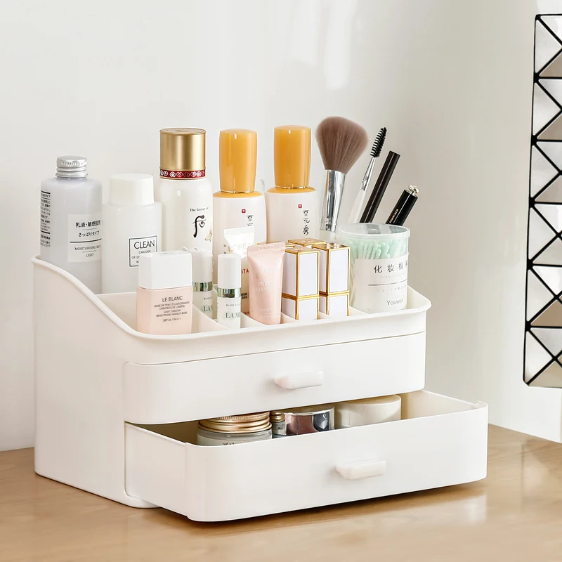 Large Capacity Drawer Cosmetic Storage Box Desktop Jewelry Lipstick Makeup Skin Care Mask Organizer Sundries Container Rack