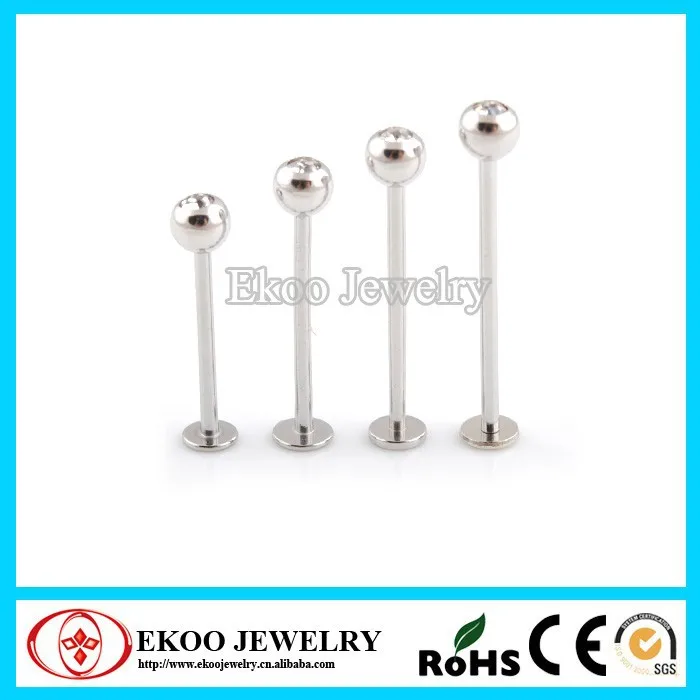 

316L Surgical Steel Cheek Piercing Extra Long Labret with CZ Gem Labret Piercing