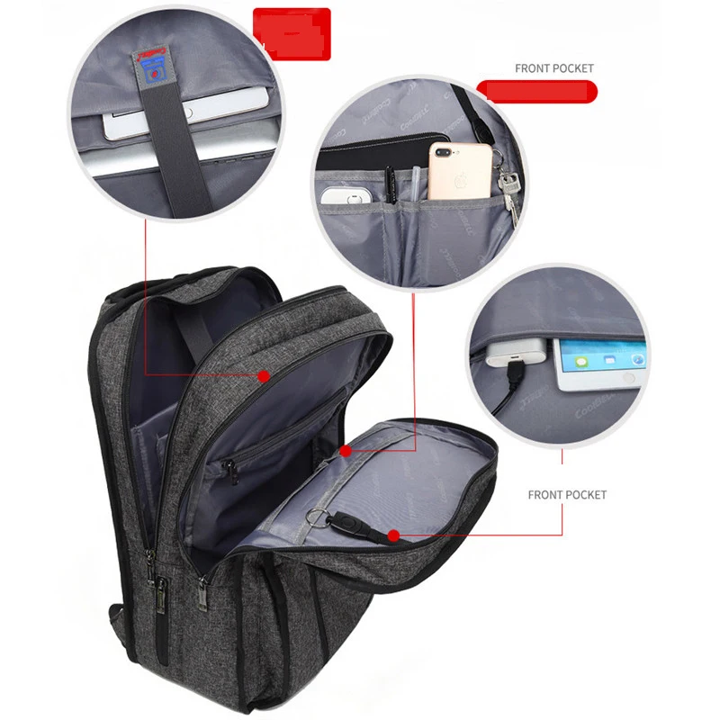 CoolBELL 15 6 дюймовый рюкзак для ноутбука сумка с usb портом зарядки