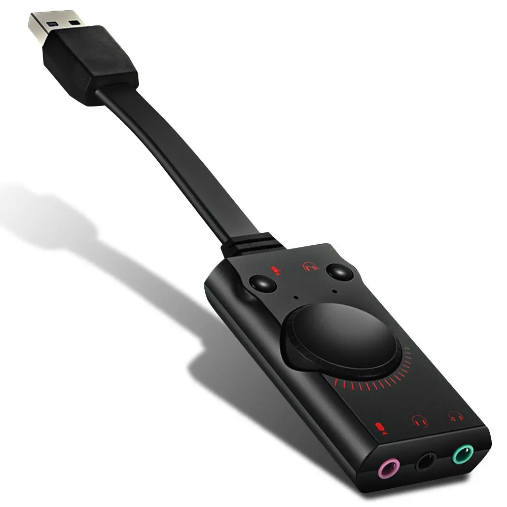 

External USB 2.0 Sound Card Adapter USB to Jack 3.5mm Cable Earphone Stereo Mic Speaker Headset Audio Mute Volume Adjustment