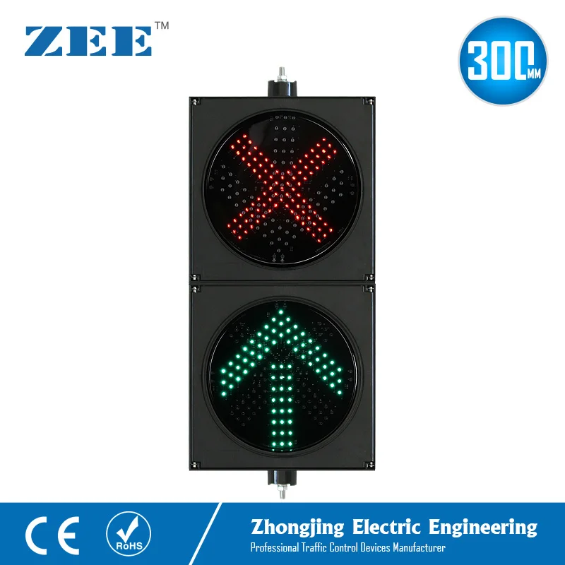 

12 inches 300mm 2 aspects LED Traffic Lane Light Toll Station Traffic Sign Light Parking Lot Entrance Exit LED Traffic Signals