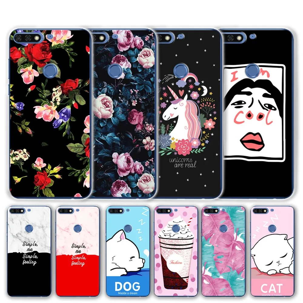 

YOUVEI Chic Lovers Phone Cases For Huawei Honor 7C 7A Pro 6A 6C 6X New Painted Silicone Back Cover For Huawei Y6 Y7 Prime 2018 7
