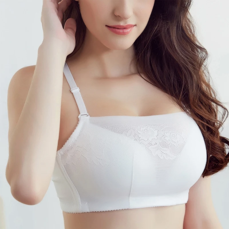 

Push Up Full Coverage Women Bra Wireless Cross Back Straps Brassiere Breathable Underwear