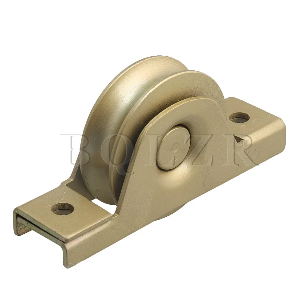 

BQLZR 68x20mm Zinc-Coated U-Type Copper-Colored Steel Sliding Door Roller in Bracket for Barn Cabinet Closet Hardware Door