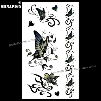 

SHNAPIGN Green Butterfly Temporary Tattoo Body Art Arm Flash Tattoo Stickers 17*10cm Waterproof Fake Henna Painless Sticker
