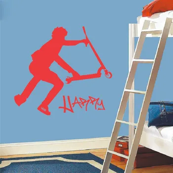 

T07048 Home Decor Stikers For Wall Decoration Kids Wall Stickers DIY Extra Large Scooter Stunt Custom Wall Decals Vinyl Stickers