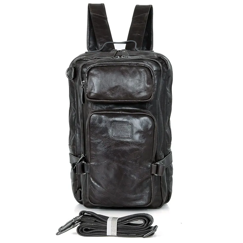 

Free Shipping High Quality Vintage Men's JMD Genuine Leather Bakcpack Camping Backpack Travel Bag Bookbag Messenger Bag #7039I