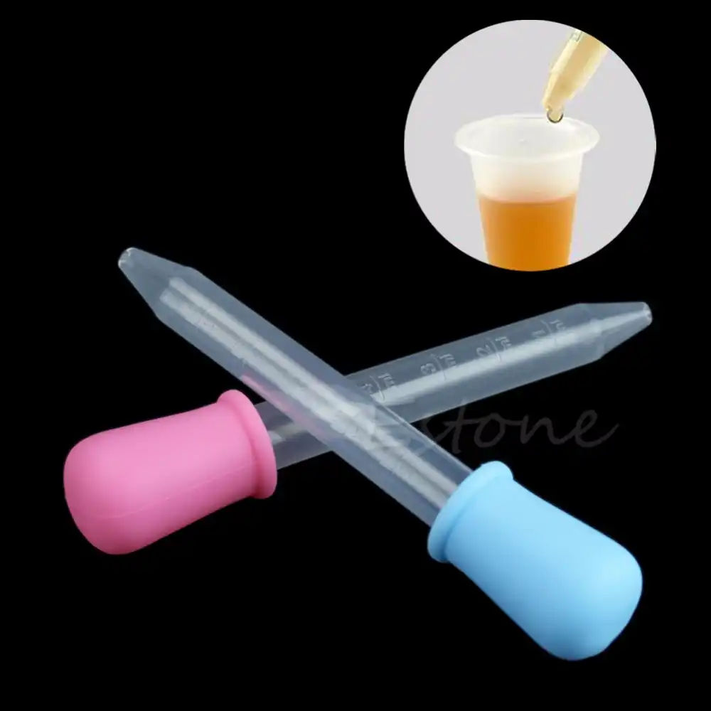 5 ml limpar bebê da criança silicone medicina de alimentação de plástico líquido olho orelha pipeta conta-gotas 2 cores
