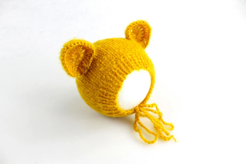 От 0 до 3 месяцев медведь уха хлопок детские трикотажные шапки аксессуары для фотографирования новорожденных супер мягкие однотонные фото съемки для студий