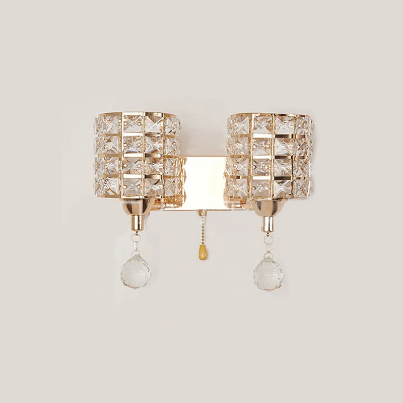 Interruptor de Corrente Luzes da Lâmpada Puxar Parede Cristal Moderno Zíper Base Aço Inoxidável Iluminação Arandelas Lamparas Pared Ac85-265v 11 Luminárias de parede