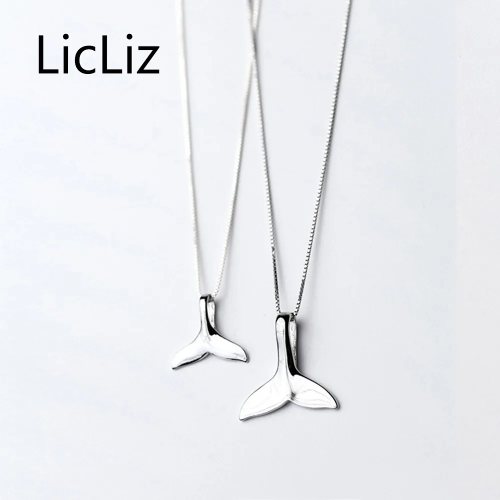 

LicLiz Silver Color Mermaid Tails Pendant Necklace for Women 925 Sterling Silver Small Size Pendants Box Chain Jewelry LN0412B