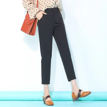 

Pencil Casual Pants Women Autumn Spring Summer Pantalon Femme Cuffed Office Lady Suit Pants Women Trousers Plus Size Capri WP67