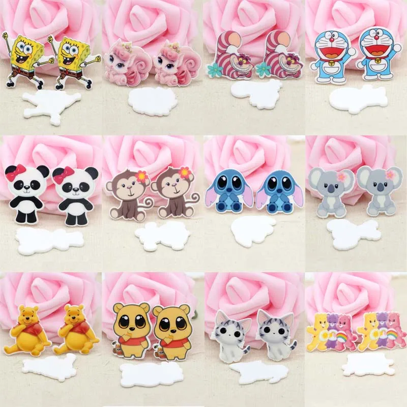 

60pcs/Lot Mixed Cute Cartoon Character Planar Resin Cabochons Flatback DIY Hair Bows Scrapbooking Home Decor Handmade Materials