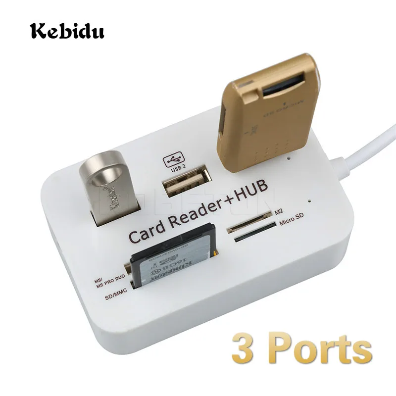 Kebidu USB2.0 3 портовый считыватель карт высокоскоростной USB разветвитель все в одном USB 3,0 для ПК Компьютерные аксессуары ноутбук