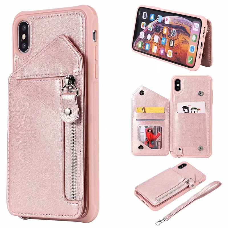 Чехол кошелек на молнии для iPhone XS Max 6 6s 7 8 Plus держатель карт кожаный чехол iPhone7Plus XR