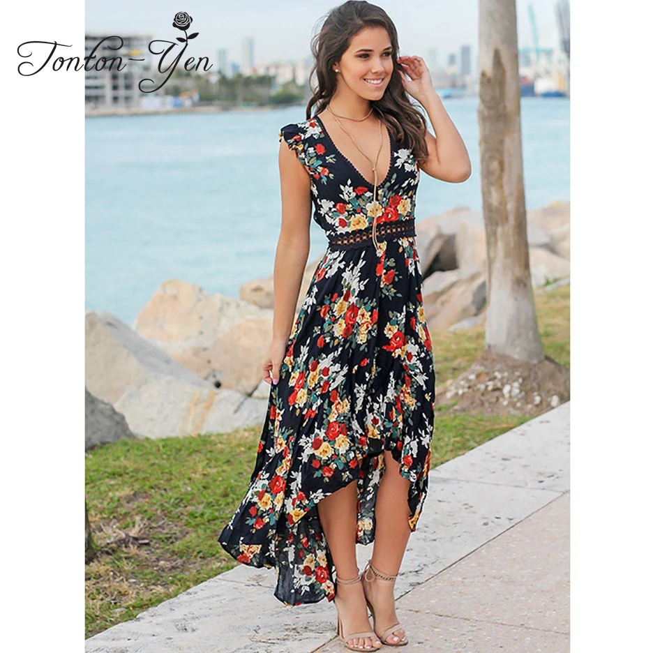 

Deep V Neck Beach Bikini Cover Up Long Dress Stripe Print Slit Women Dress Tunic Sexy female clothes Hollow Out Summer Dress