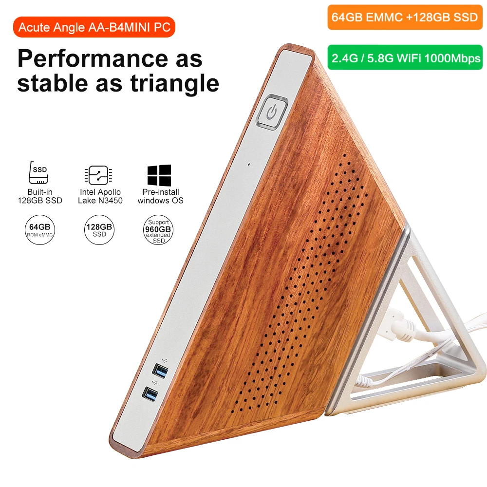 

Acute Angle AA-B4 DIY Mini PC Intel Apollo Lake N3450 Windows10 8GB RAM 64GB EMMC 128GB SSD 2.4G 5.8G WiFi 1000Mbps BT4.0 TV Box