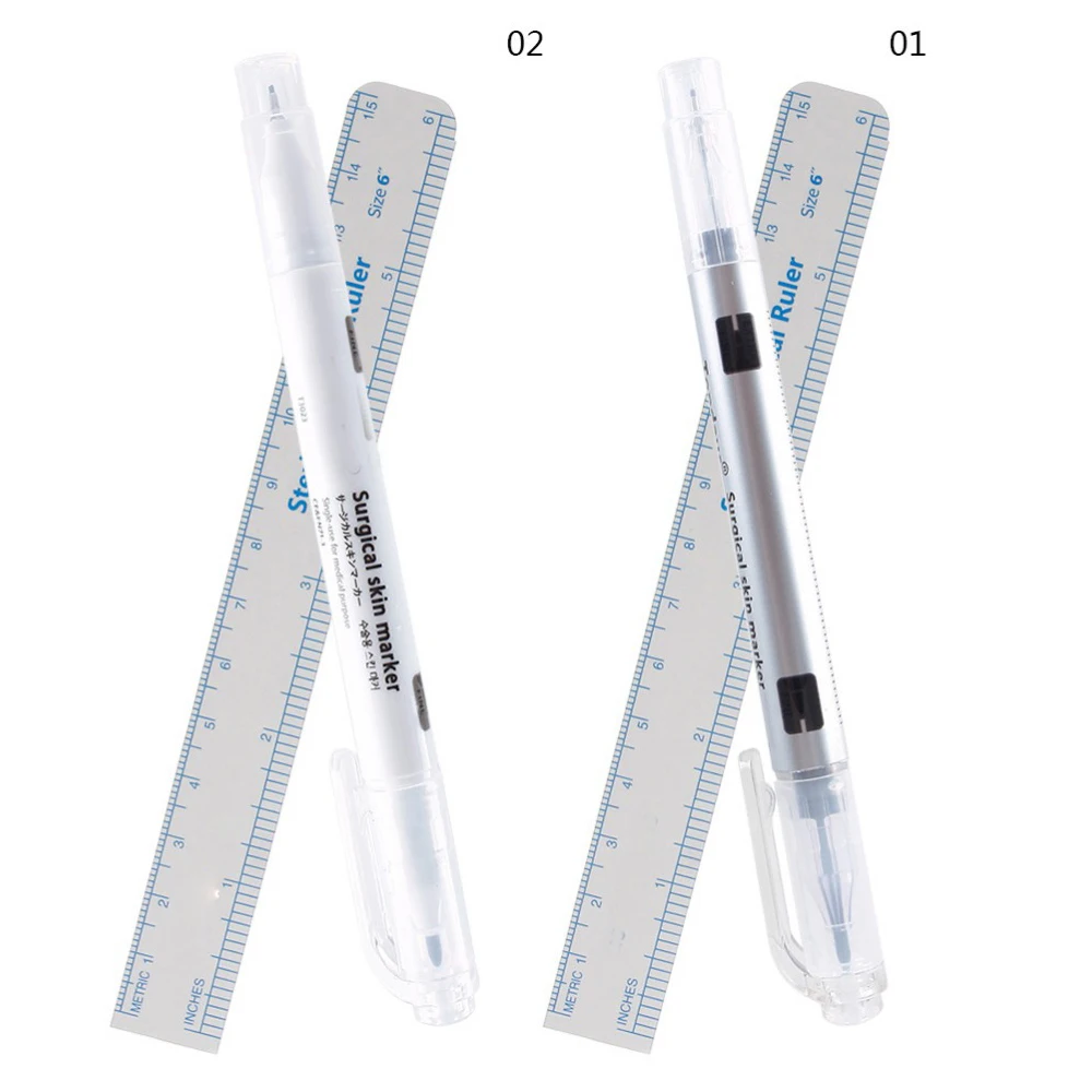 

1Pcs Surgical Skin Marker Eyebrow Marker Pen Tattoo Skin Marker Pen With Measuring Ruler Positioning Tool