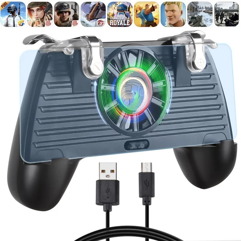 1 Pcs PUBG Controller Gamepad Pubg Mobile Trigger L1R1 Shooter Joystick Game Pad Holder Cooling Fan 4000mAh/4400mAh Power Bank 1 Pcs PUBG Controller Gamepad Pubg Mobile Trigger L1R1 Shooter Joystick Game Pad Holder Cooling Fan 4000mAh/4400mAh Power Bank