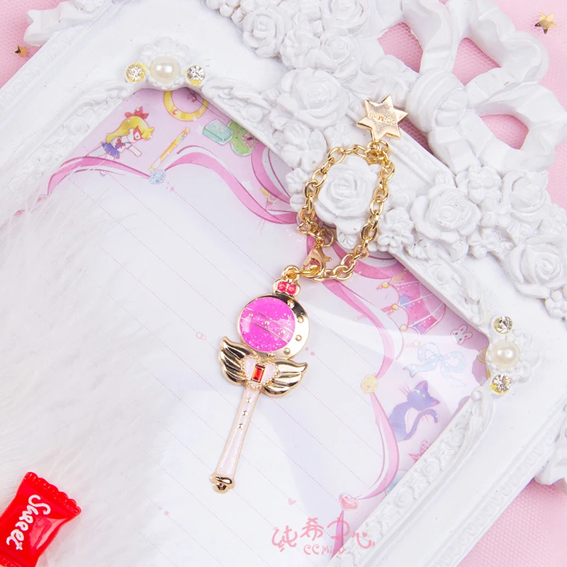 Аниме Сейлор Мун Tsukino Усаги розовый макияж брелок для ключей брелки для женщин обувь девочек Металл золото сумки талисманы Кулон Коллекция