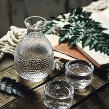 Стеклянный чайник для сакэ молоток резьба чайник Набор фруктовая подставка для сока маленькое свежее стекло