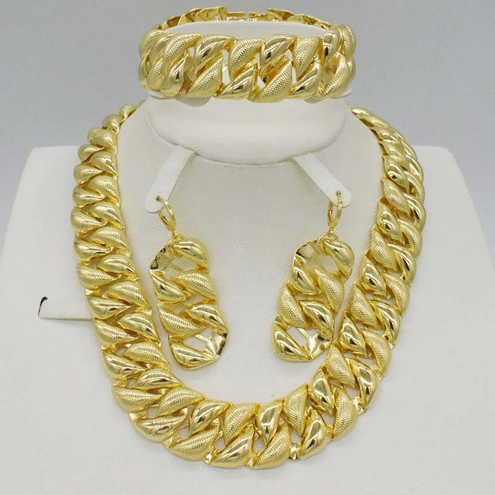 High Quality Italy 750 Gold Color Jewelry Set For Women african beads