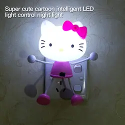 2 предмета мультфильм рисунок «Hello Kitty» светодио дный ночник AC110V-220V ночник с США Plug подарок для малыша/ребенка/Дети Спальня ночники