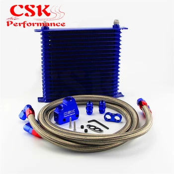 

10.6"x12"x2" AN19 Row Trust Oil Cooler w/ Female Sandwich Plate Kit For LS1 LS2 LS3 LSX VE HSV VZ Black/Blue