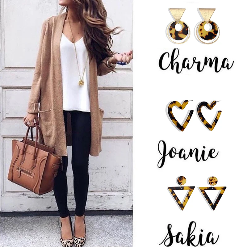 

Ailend design leopard geometric pendant earrings ladies new 2019 party ball gift fashion girl statement pendant jewelry