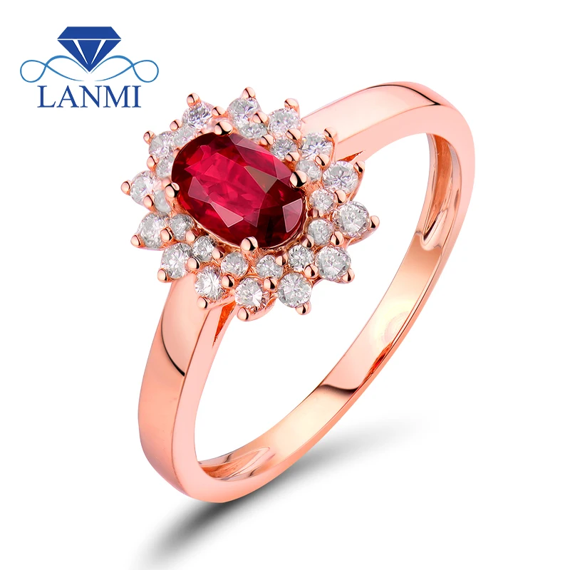 Rose gold wedding rings for women ruby ring