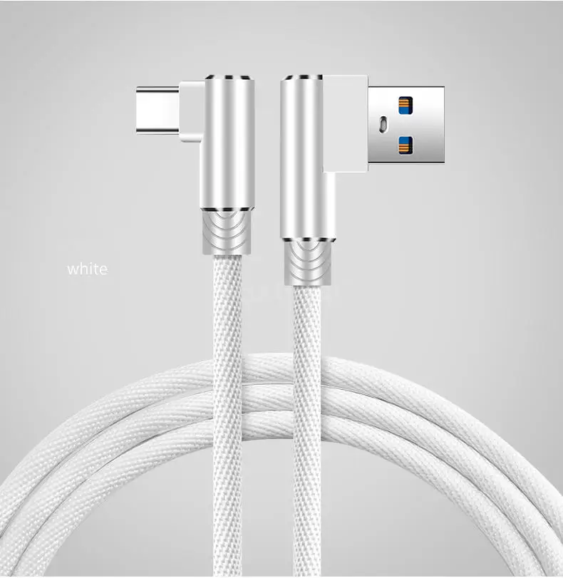 MaxGear type-C 90 градусов 1 м 2 м 3 м Быстрая зарядка USB кабель l-образный шнур для передачи данных зарядное устройство для samsung S9 Plus Xiaomi huawei P10 P9 - Цвет: White