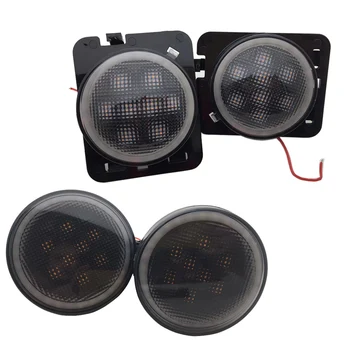 

Marlaa Smoke Yellow/ Amber Led Fender Side Marker Light & LED Front Grille Turn Signal Light Assembly For Jeep Wrangler JK JKU