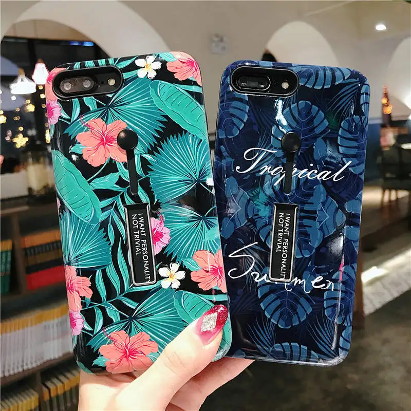 Vintage Flower Embossed Pattern case for Apple iPhone X XR Finger Ring Hide Stand TPU Back Cover 6S 7 8 Plus XS Max | Мобильные